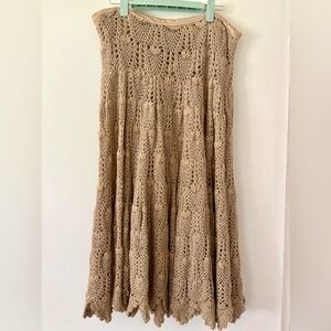 Mirasol Tan Crochet A-line Maxi Skirt L